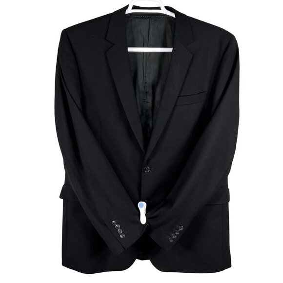 Batistini Mens 44L Black Single Breasted Blazer Italian Wool Sport Coat Timeless - Picture 3 of 16